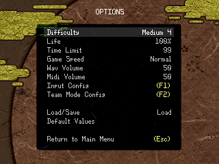 Options Screen